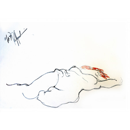 Figure allongée avec accent rouge