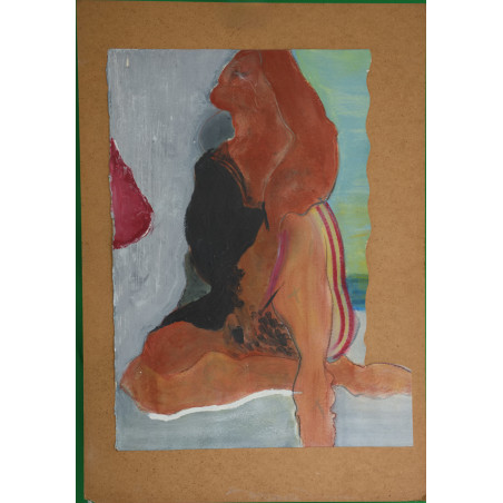 FIGURE on the beach- oil on canvas by Roberto tagliazucchi