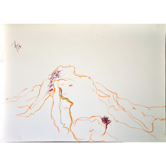 Reclining figure in flowing line