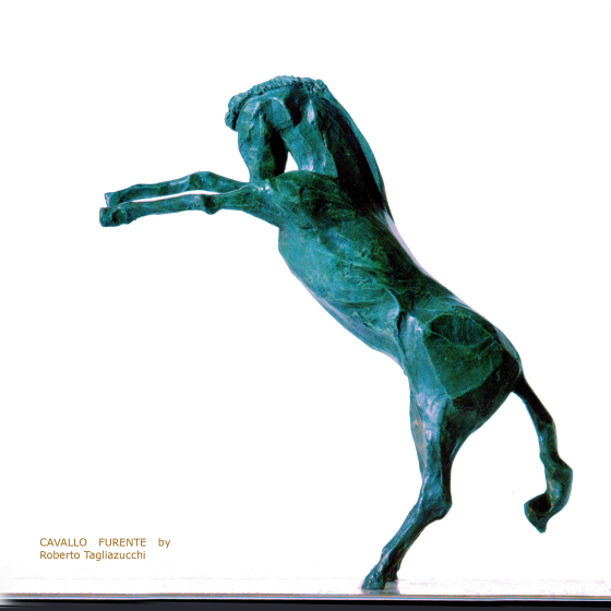 CHEVAL Furieux - sculpture en bronze de Roberto Tagliazucchi