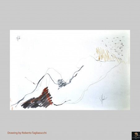 Figura distesa -disegno a matita di Roberto Tagliazucchi
