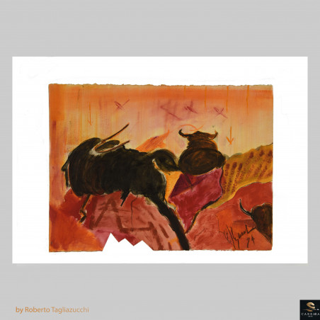 TAUREAUX - peinture acrylique de roberto tagliazucchi