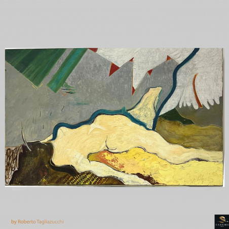 Leda et le cygne - peinture acrylique de roberto tagliazucchi